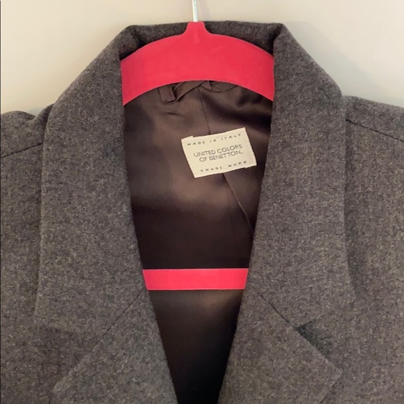 Blazer gray 42 medium wool Italy Benetton jacket - Picture 2 of 6